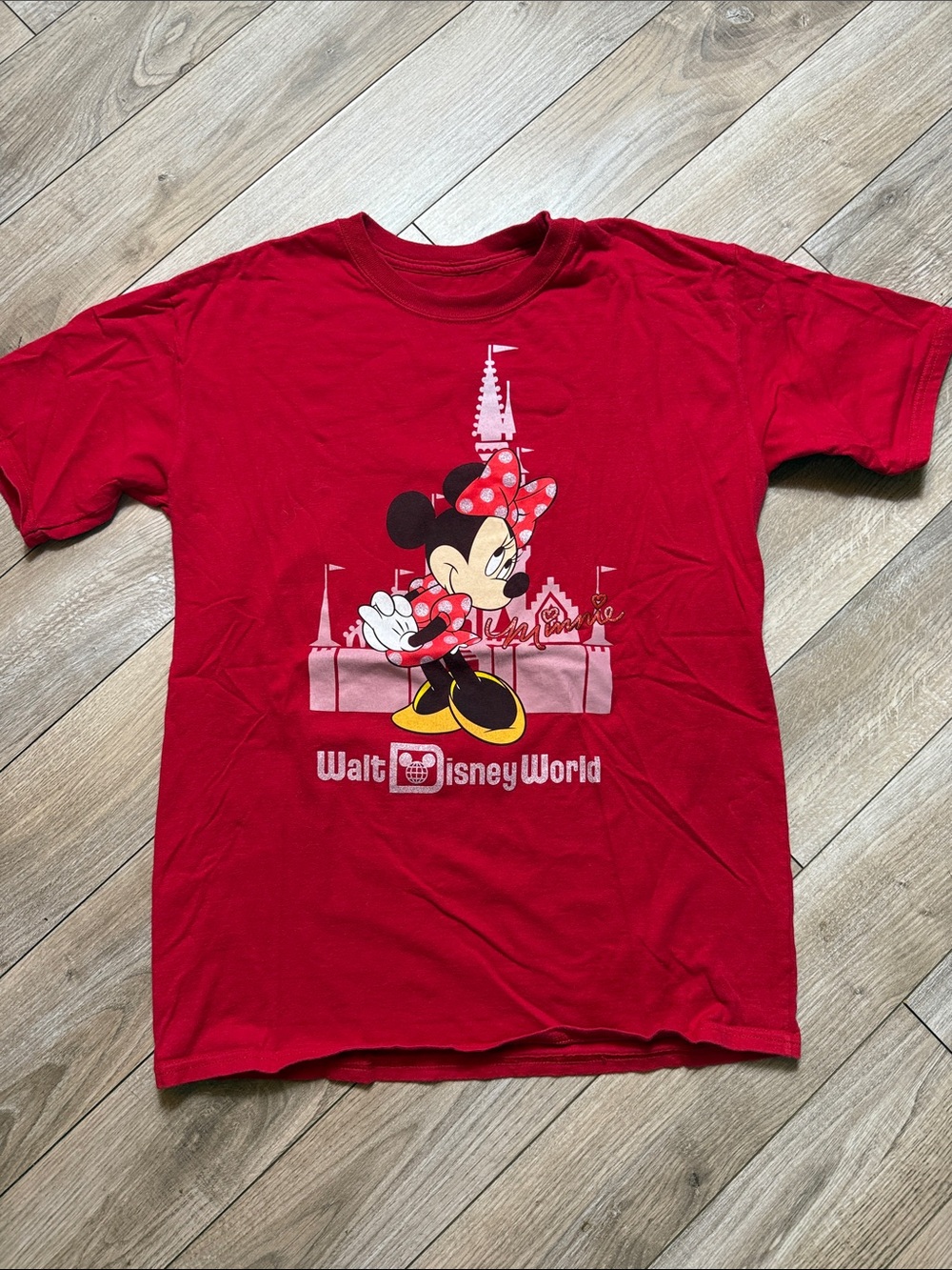 Minnie Mouse Red Graphic Tee with Castle Walt Disney World